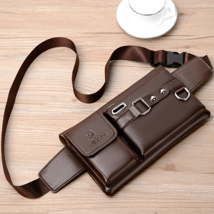 SAC DE POITRINE À BANDOULIÈRE EN CUIR POUR HOMMES (PROMOTION -40%)