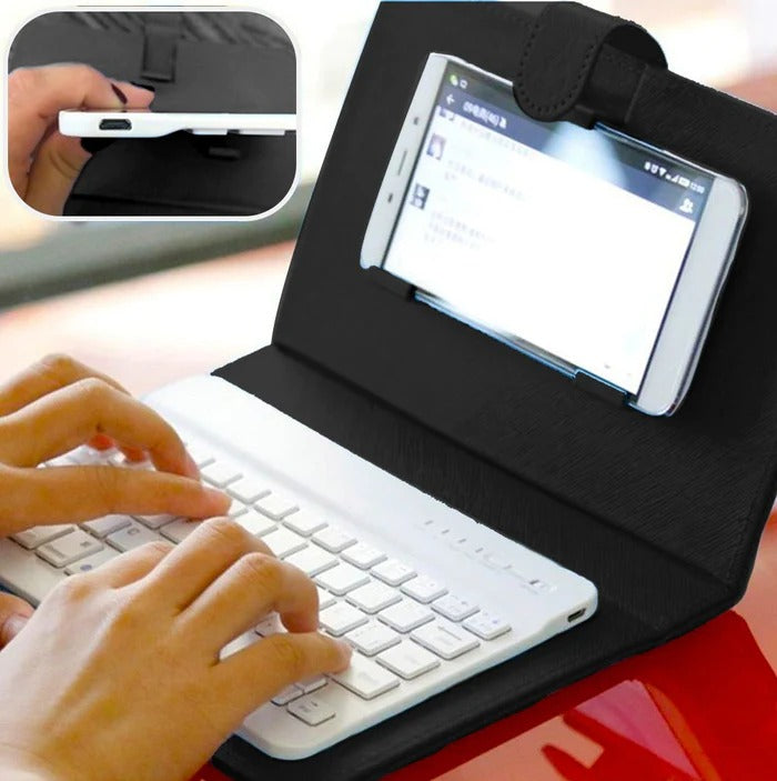 Clavier Bluetooth Mobile/Tablette avec Housse en Cuir