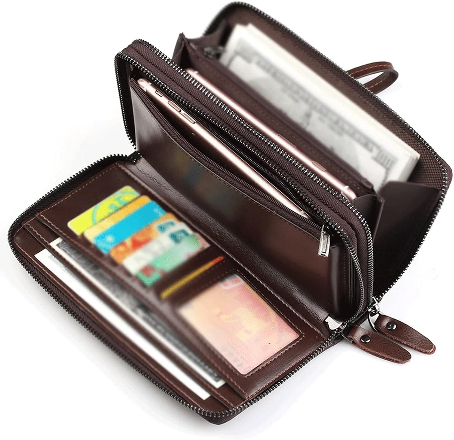 Pochette en Cuir pour Homme avec Double Fermeture