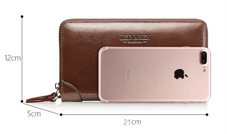 Pochette en Cuir pour Homme avec Double Fermeture