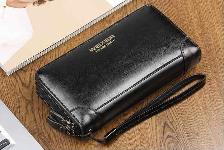 Pochette en Cuir pour Homme avec Double Fermeture