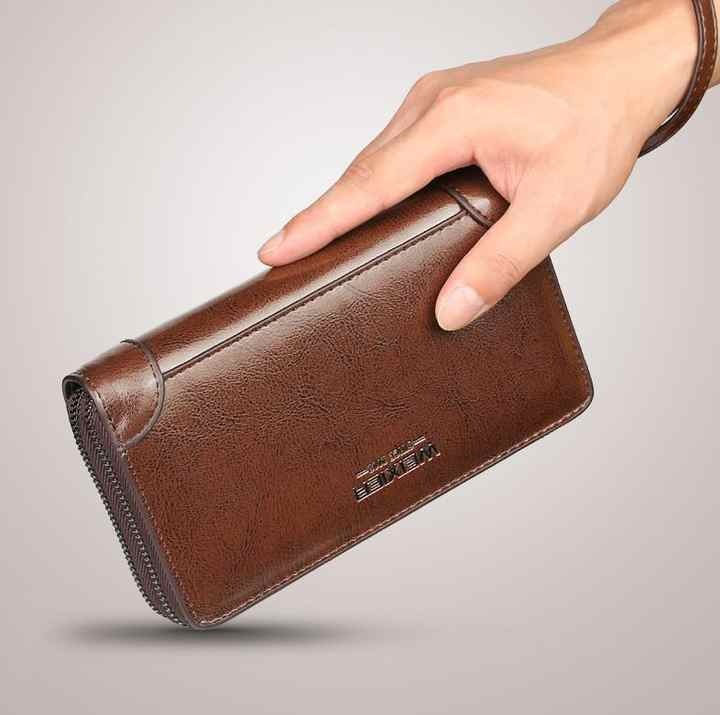 Pochette en Cuir pour Homme avec Double Fermeture