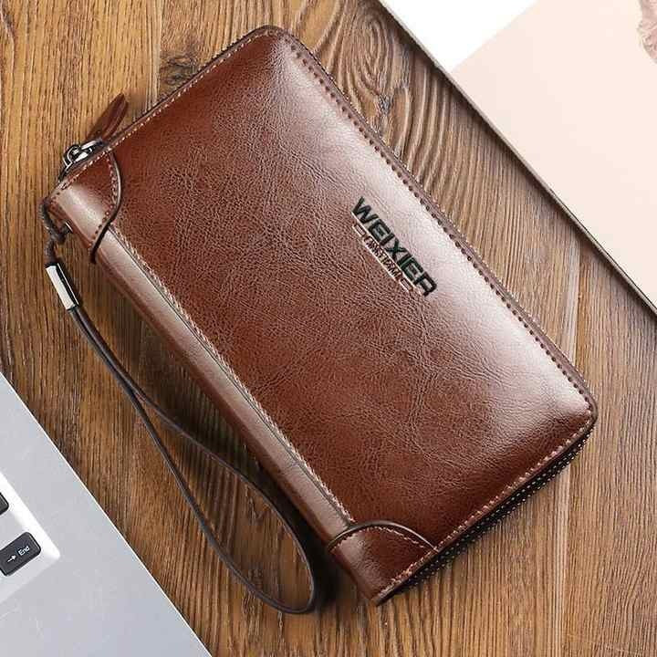 Pochette en Cuir pour Homme avec Double Fermeture
