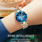 Montre en acier inoxydable pour femme avec motifs étoilés